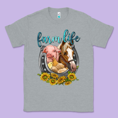 Classic Tee chicken pig horse farm life
