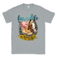 Heather Grey chicken pig horse farm life Classic Tee - texasbilliewilder
