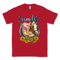 Red chicken pig horse farm life Classic Tee - texasbilliewilder