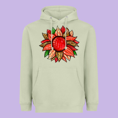 Strawberry Sunflower Heavyweight Hoodie Designed By Zillion Design Studio