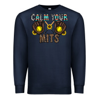 Navy calm your mits Premium Sweatshirt - CowhideDigitalArt