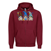 Burgundy lacrosse gnomes Zipper Hoodie - Zillion Design Studio
