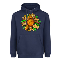 Navy pineapple sunflower Heavyweight Hoodie - Zillion Design Studio