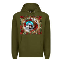 Army Green american football helmet and leopard Premium Hoodie - NancyCooperArtShop