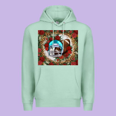 American Football Helmet And Leopard Premium Hoodie Designed By Nancycooperartshop