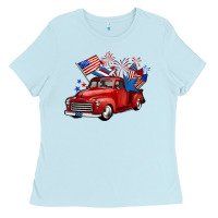 Baby Blue american truck 4th of july Ladies Tee - BarkalooDesign