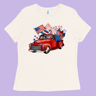 American Truck 4th Of July Ladies Tee Designed By Barkaloodesign