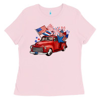 Bubblegum Pink american truck 4th of july Ladies Tee - BarkalooDesign