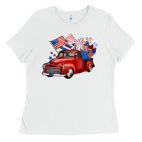 White american truck 4th of july Ladies Tee - BarkalooDesign