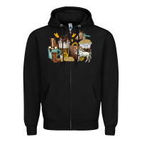 Black coffee cups horses Zipper Hoodie - texasbilliewilder