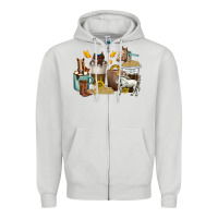 Dove Grey coffee cups horses Zipper Hoodie - texasbilliewilder