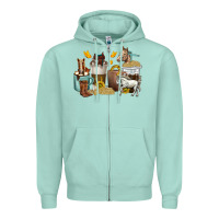 Seafoam coffee cups horses Zipper Hoodie - texasbilliewilder
