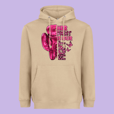 Her Fight Is Our Fight Cancer Heavyweight Hoodie Designed By Texasbilliewilder