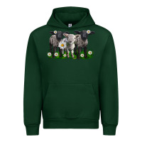 Forest Green baby sheeps with daisies Urban Hoodie - LillyAllenDesigns
