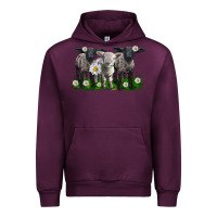Mauve Wine baby sheeps with daisies Urban Hoodie - LillyAllenDesigns