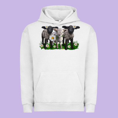 Baby Sheeps With Daisies Urban Hoodie Designed By Lillyallendesigns