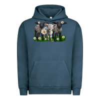 Pigment Midnight Navy baby sheeps with daisies Urban Hoodie - LillyAllenDesigns