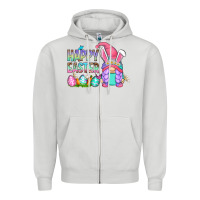 Dove Grey happy easter gnomes Zipper Hoodie - Zillion Design Studio