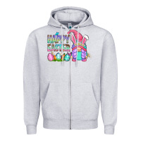 Heather Grey happy easter gnomes Zipper Hoodie - Zillion Design Studio