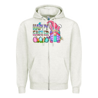Oatmeal Heather happy easter gnomes Zipper Hoodie - Zillion Design Studio