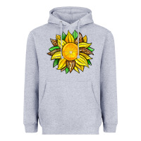 Heather Grey lemon sunflower Heavyweight Hoodie - Zillion Design Studio