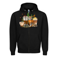 Black coffee cups tiger with coffee beans Zipper Hoodie - texasbilliewilder