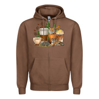 Chestnut coffee cups tiger with coffee beans Zipper Hoodie - texasbilliewilder