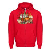 Red coffee cups tiger with coffee beans Zipper Hoodie - texasbilliewilder