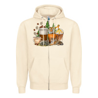 Sandshell coffee cups tiger with coffee beans Zipper Hoodie - texasbilliewilder