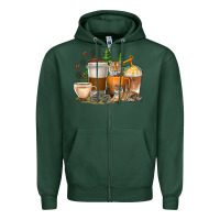 Sports Green coffee cups tiger with coffee beans Zipper Hoodie - texasbilliewilder