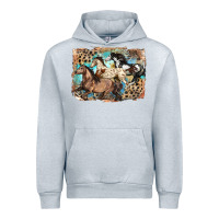 Heather Grey 3 western horses running free Urban Hoodie - LillyAllenDesigns