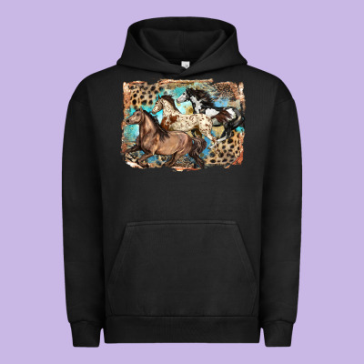 3 Western Horses Running Free Urban Hoodie Designed By Lillyallendesigns