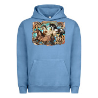Pigment Pebble Blue 3 western horses running free Urban Hoodie - LillyAllenDesigns