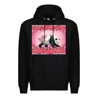 Black Panda With Sakura Blooms Premium Hoodie - LillyAllenDesigns