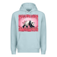 Blue Mist Panda With Sakura Blooms Premium Hoodie - LillyAllenDesigns
