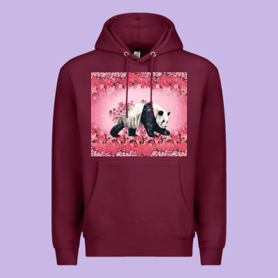 Panda With Sakura Blooms Premium Hoodie Designed By Lillyallendesigns