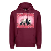 Burgundy Panda With Sakura Blooms Premium Hoodie - LillyAllenDesigns