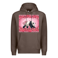 Coffee Panda With Sakura Blooms Premium Hoodie - LillyAllenDesigns