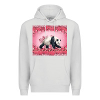 Dove Grey Panda With Sakura Blooms Premium Hoodie - LillyAllenDesigns