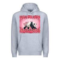 Heather Grey Panda With Sakura Blooms Premium Hoodie - LillyAllenDesigns
