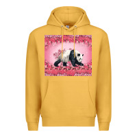 Mustard Panda With Sakura Blooms Premium Hoodie - LillyAllenDesigns