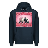 Navy Panda With Sakura Blooms Premium Hoodie - LillyAllenDesigns