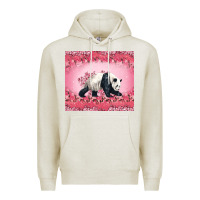 Oatmeal Heather Panda With Sakura Blooms Premium Hoodie - LillyAllenDesigns