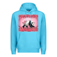 Ocean Blue Panda With Sakura Blooms Premium Hoodie - LillyAllenDesigns
