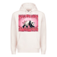 Pale Pink Panda With Sakura Blooms Premium Hoodie - LillyAllenDesigns