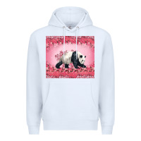 White Panda With Sakura Blooms Premium Hoodie - LillyAllenDesigns