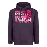 Plum I Fought For My Life and I Won Breast Cancer Heavyweight Hoodie - texasbilliewilder