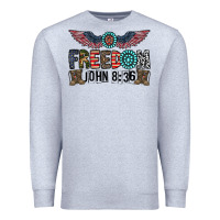 Heather Grey freedom john Premium Sweatshirt - CowhideDigitalArt