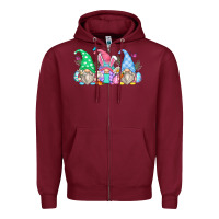 Burgundy easter gnomes Zipper Hoodie - Zillion Design Studio