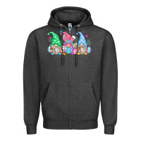 Charcoal Heather easter gnomes Zipper Hoodie - Zillion Design Studio